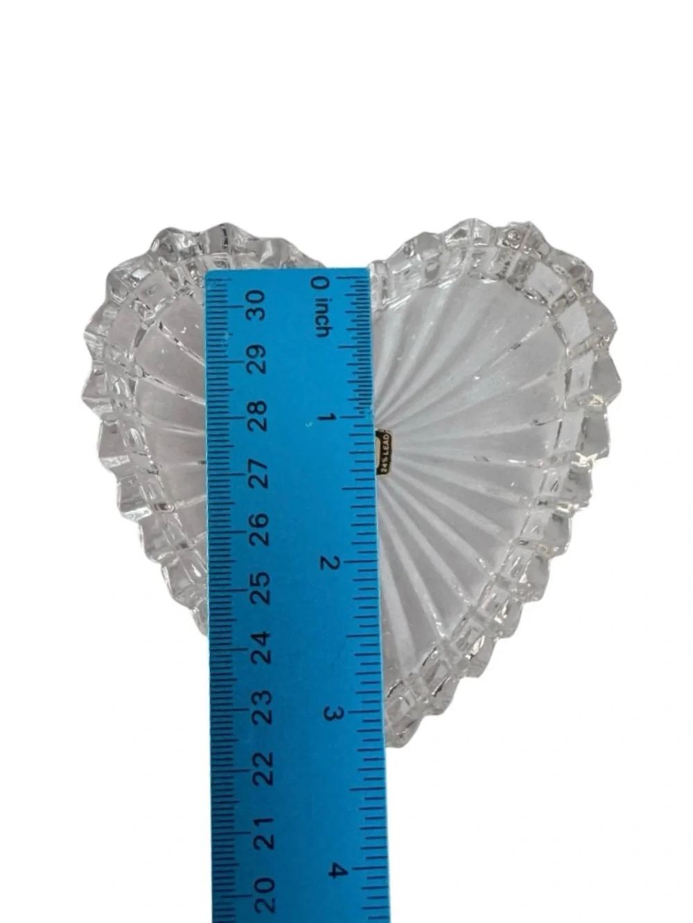 Vintage Zajecar 24% Lead Crystal Heart Trinket Dish Yugoslavia